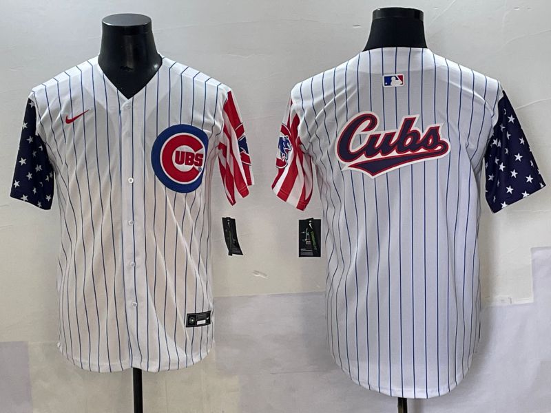 Men 2025 Chicago Cubs Blank White Stripe a generation of national flags Joint Name Nike MLB Jersey style 4->chicago cubs->MLB Jersey